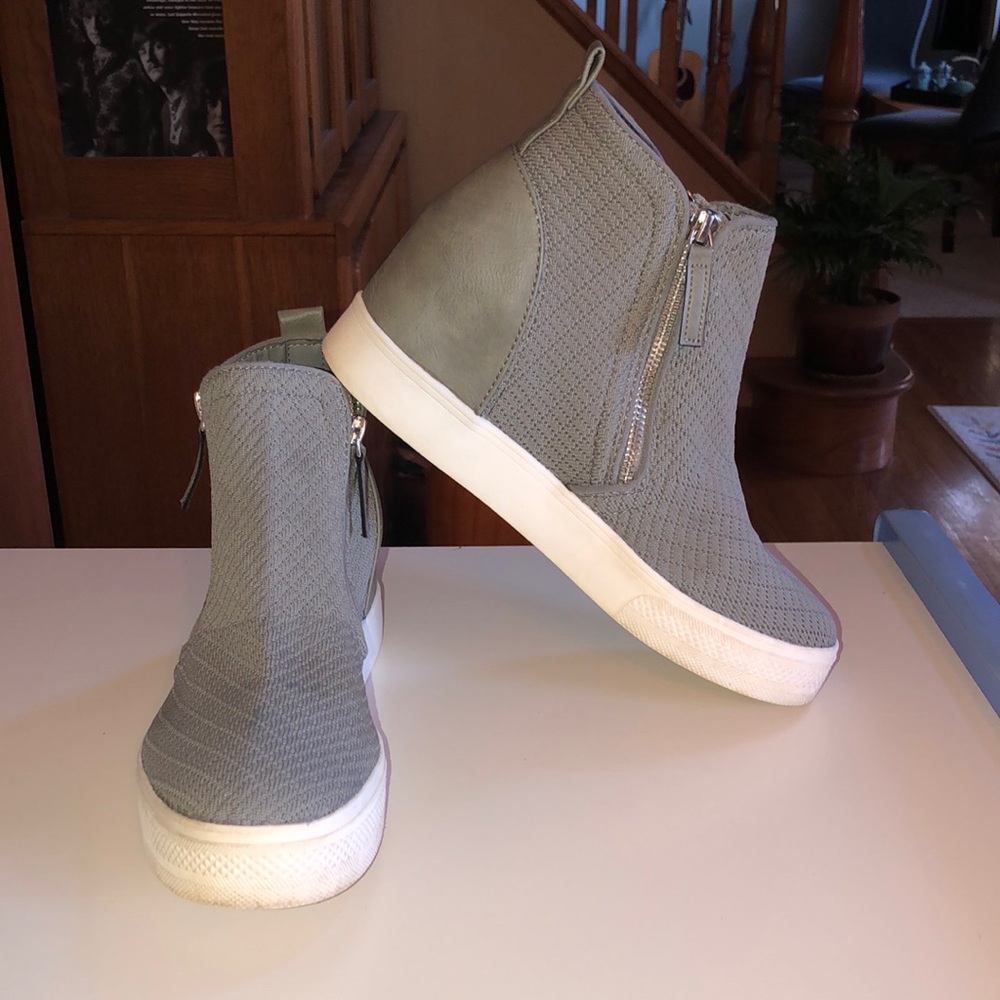 Grey zip sneaker wedges